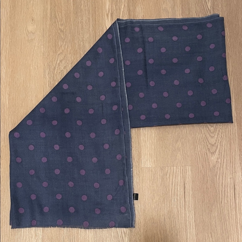 100% Wool Polka Dot Women's Scarf - Dark Blue and Purple - 28”x75”